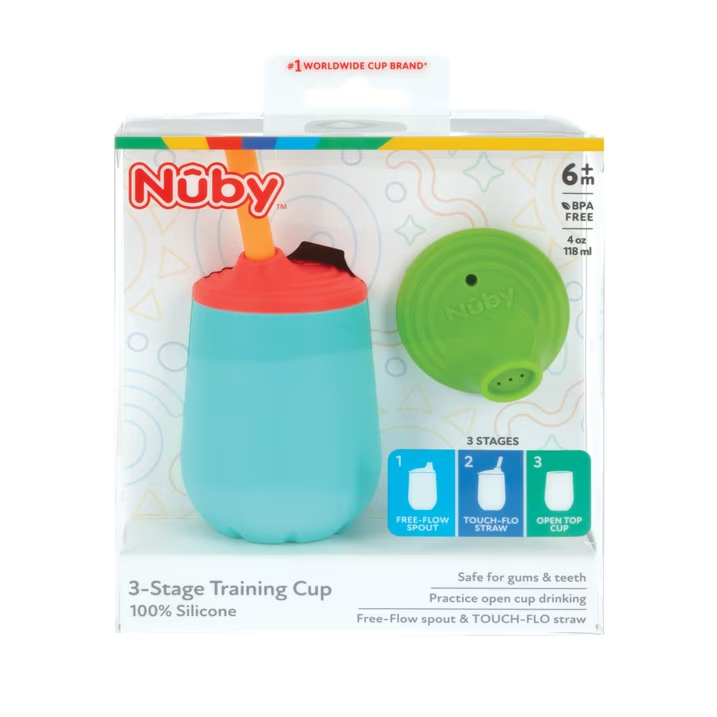 Nuby 4oz Silicone Cup with 2 Tops