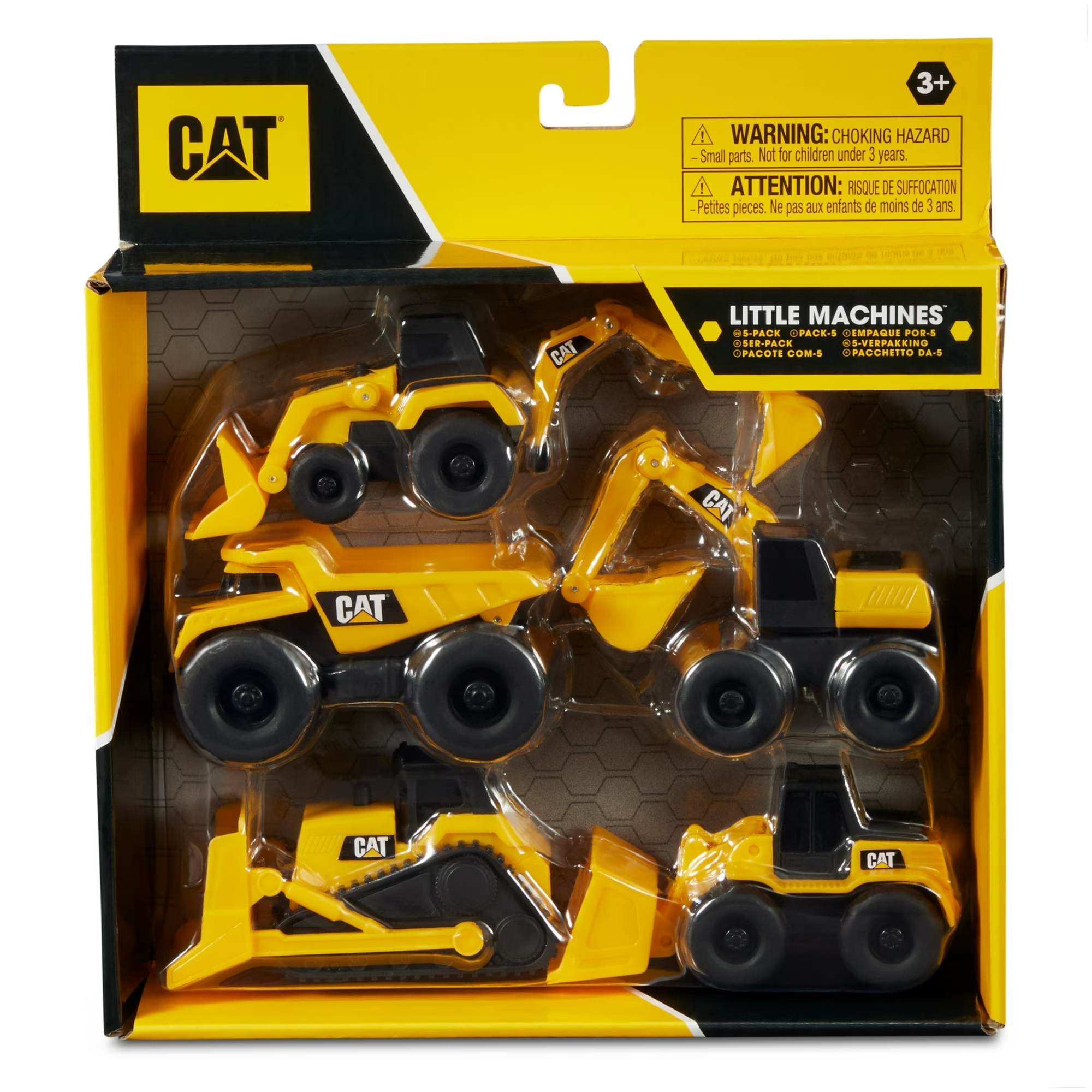 Caterpillar CAT, Construction Toys, 5pk Mini Truck Set with Moving Parts
